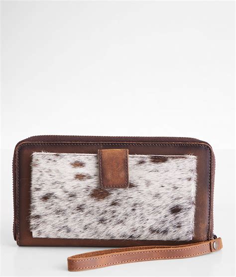 cowhide wristlet wallet.